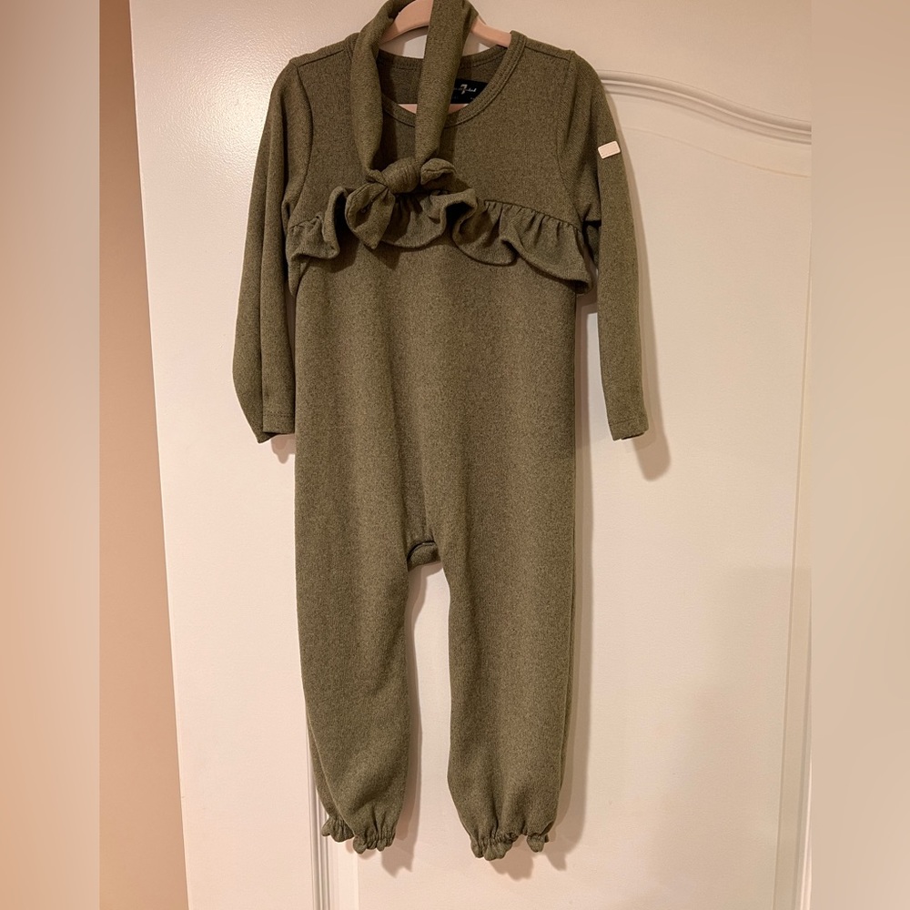 NWOT green girls jumpsuit with matching headband